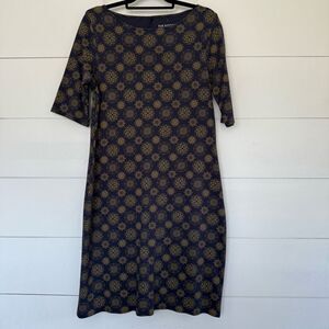 Fair Indigo Women’s Large Navy Patterned 100% Pima Cotton Dress